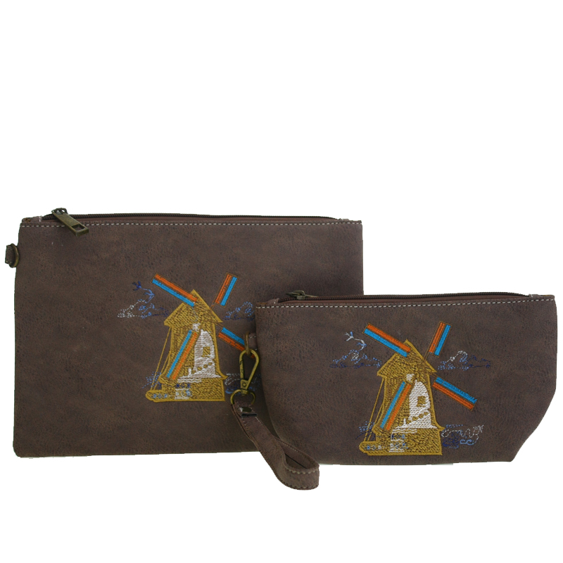 Taupe Travel Makeup Toiletry Wallet Pouch Bag - 2 piece Set - Click Image to Close